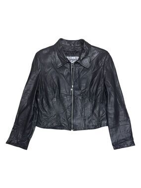 WILSONS LEATHER PELLE STUDIO Cropped Designer Retro Jacket Womens Large